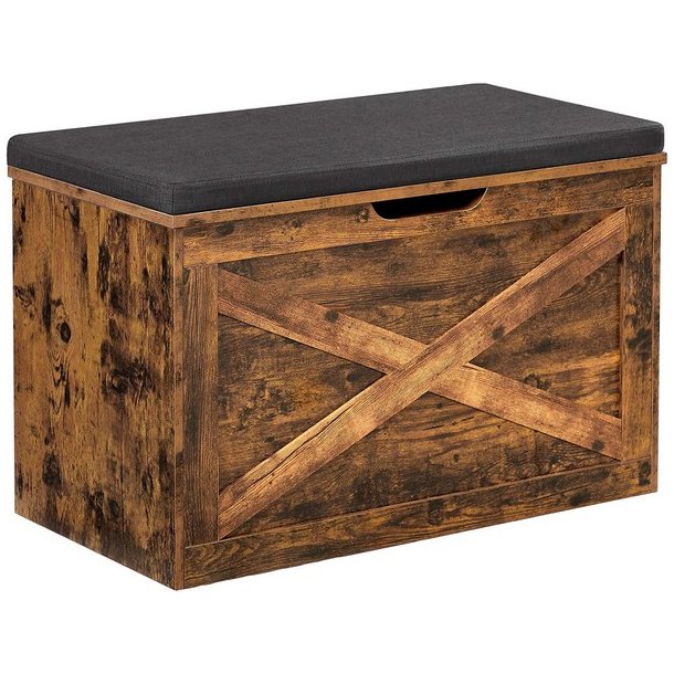 Siddeb�nk med opbevaringsrum - opbevaringsb�nk - rustik brun