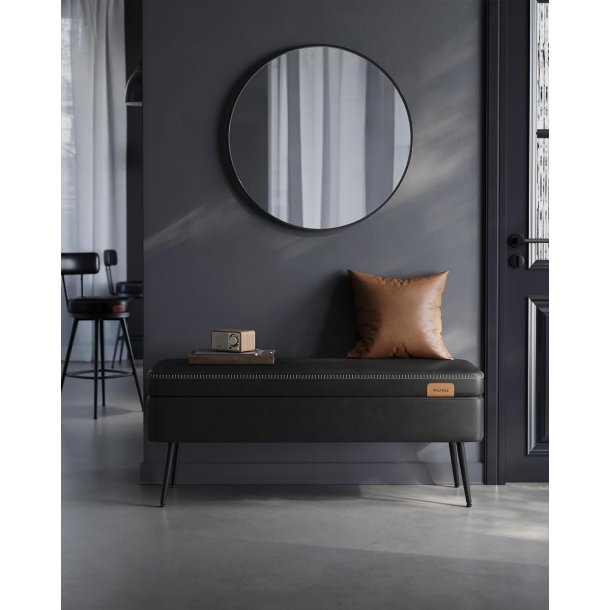 Opbevaringsb�nk - siddeb�nk - sort kunstl�der 40 x 120 x 45