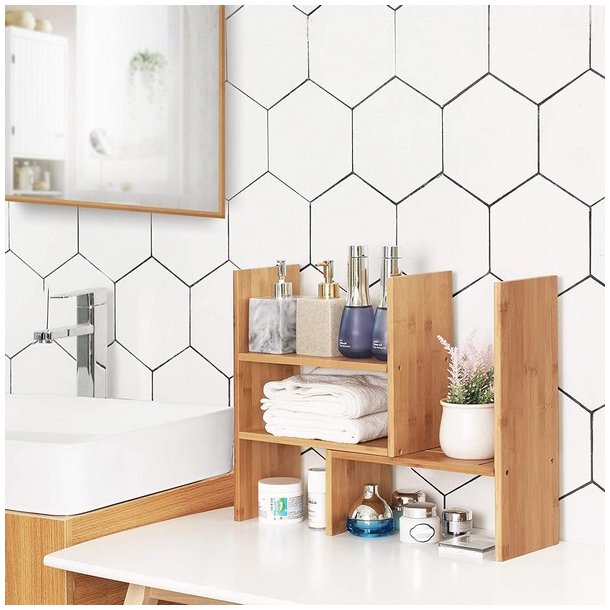 Hylder - skrivebordshylder - opbevaringshylder - brun bambus