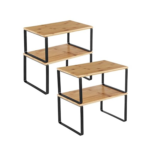 Hylder til bord - 2x2 stabelbare k�kkenhylder - bambus