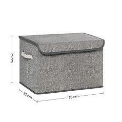 Opbevaringskasser - 3 foldbare stof�sker med l�g - gr� 38x25x25