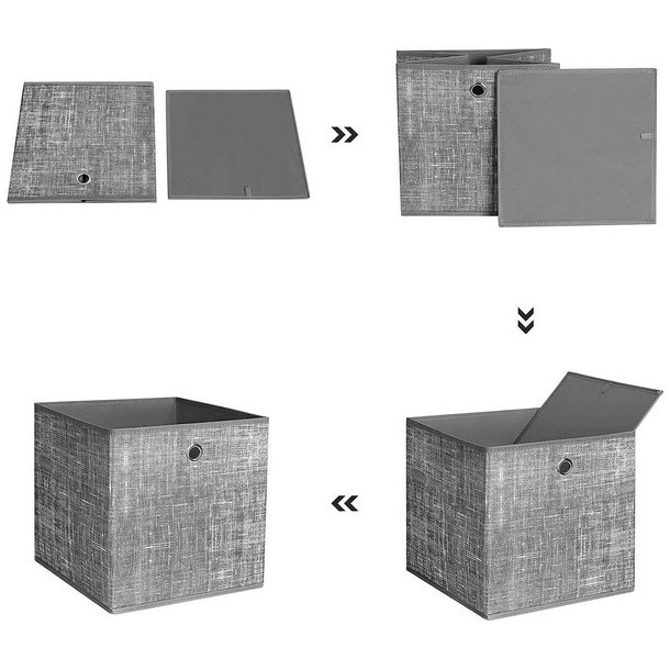 Opbevaringskasser til rumdeler &amp; modulreol - 6 stofkurve - lysegr