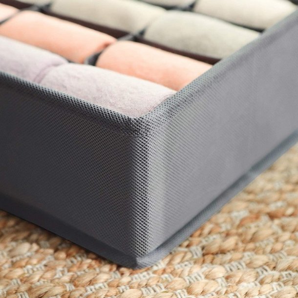 Opbevaringskasser til skuffer - 8 opbevaringssker - gr stof