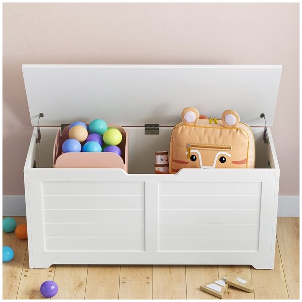 Opbevaringskiste 100 x 40 x 46 - stor opbevaringsboks - hvid