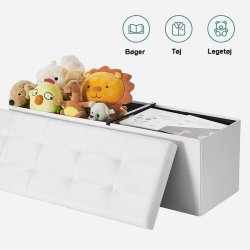 Entreb�nk - siddeb�nk med kiste 110 x 38 x 38 - hvid kunstl�der