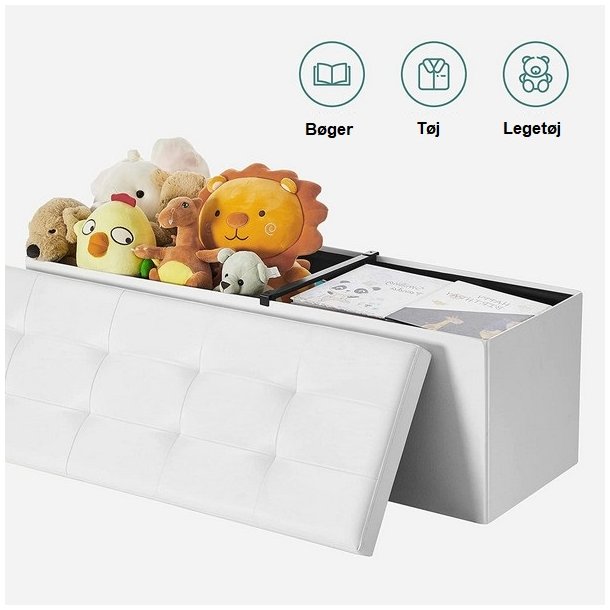 Entreb�nk - siddeb�nk med kiste 110 x 38 x 38 - hvid kunstl�der