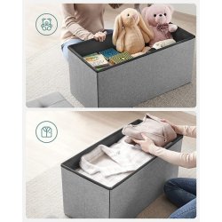 Entreb�nk - siddeb�nk med kiste 76 x 38 x 38 - lysegr� stof