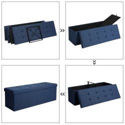 B�nk med kiste - siddeb�nk med opbevaring 110 x 38 x 38 - marinebl�