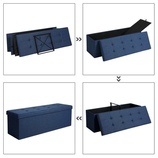 B�nk med kiste - siddeb�nk med opbevaring 110 x 38 x 38 - marinebl�