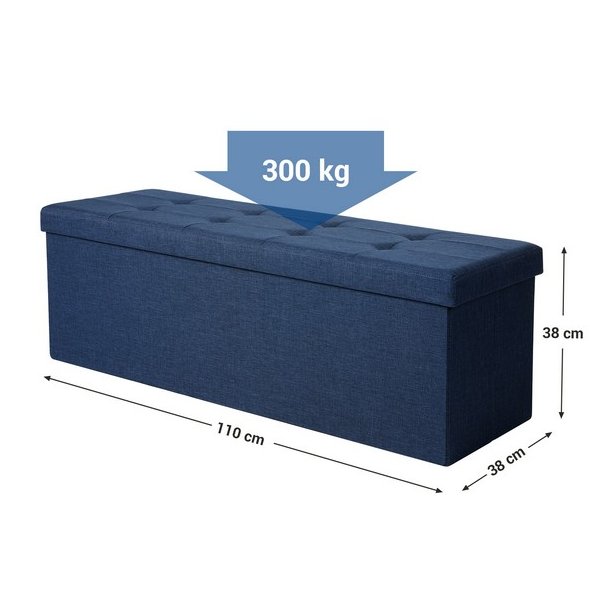 B�nk med kiste - siddeb�nk med opbevaring 110 x 38 x 38 - marinebl�