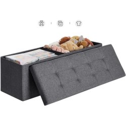 B�nk med kiste - siddeb�nk med opbevaring 110 x 38 x 38 - m�rkegr�