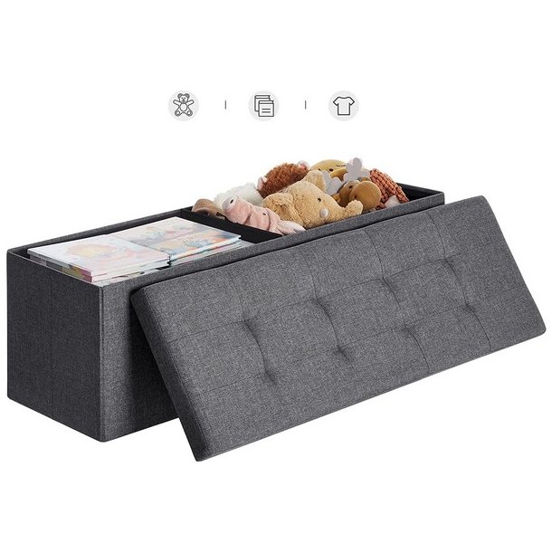 B�nk med kiste - siddeb�nk med opbevaring 110 x 38 x 38 - m�rkegr�