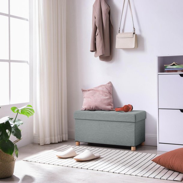 B�nk med kiste - siddeb�nk med opbevaring 76 x 38 x 38 - gr�