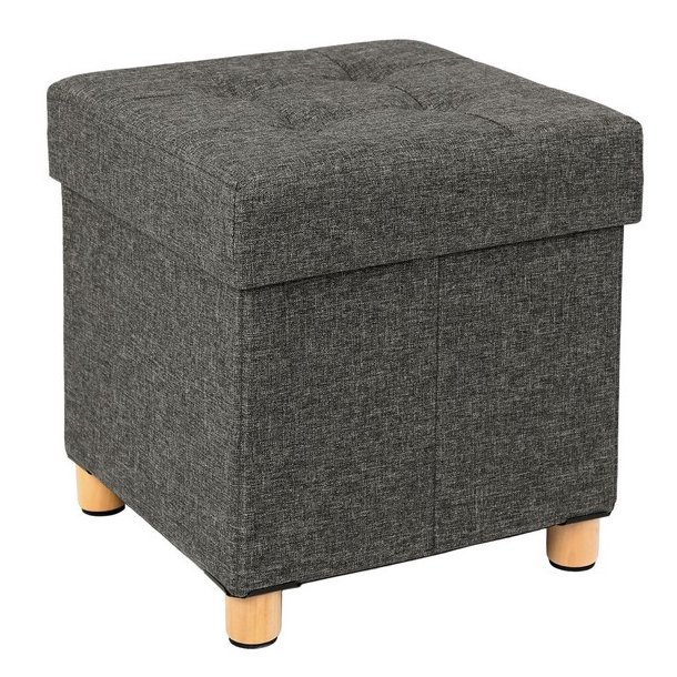 Puf med kiste - skammel med opbevaring 38 x 38 x 40 - m�rkegr�