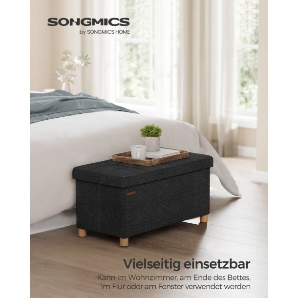 B�nk med kiste - siddeb�nk med opbevaring 38 x 76 x 40 - sort