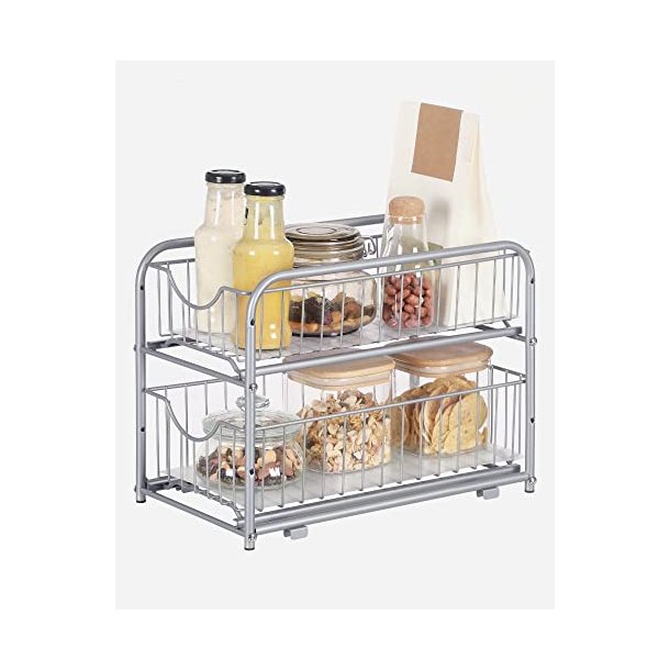 Opbevaringskurve - 2 udtrkskurve til skab og bord - gr metal