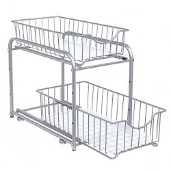 Opbevaringskurve - 2 udtrkskurve til skab og bord - gr metal