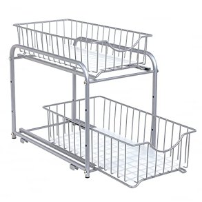 Opbevaringskurve - 2 udtr�kskurve til skab og bord - gr� metal