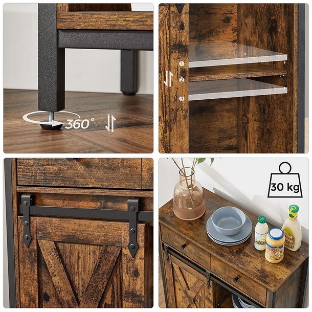 Sk�nk med skuffe og skab og skydel�ge - rustik brun 70x30x80