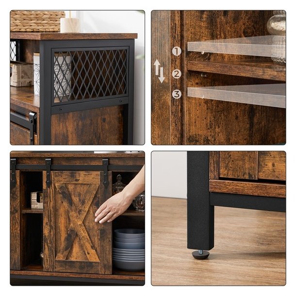 Sk�nk med skabe og skydel�ger - rustik brun sk�nk 100 x 33 x 80