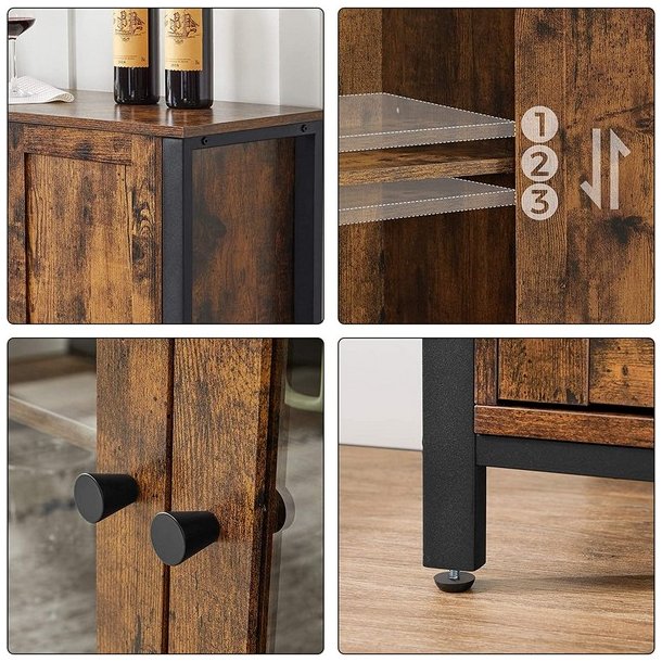 Sk�nk med skabe og hylder - rustik brun sk�nk 110 x 33 x 75