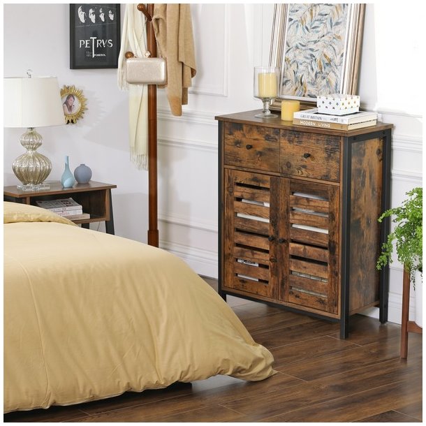 Kommode med skabe og skuffe - rustik brun skab 70 x 30 x 80