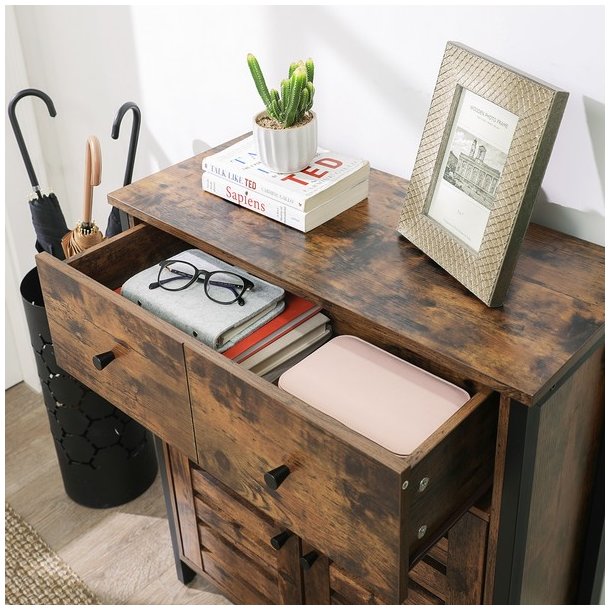 Kommode med skabe og skuffe - rustik brun skab 70 x 30 x 80