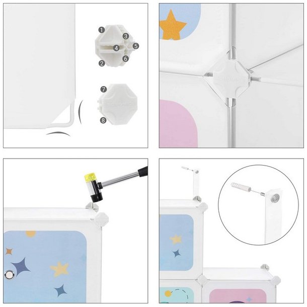 Opbevaringsskab - kubisk skab i plastik - plastikskab med 16 rum