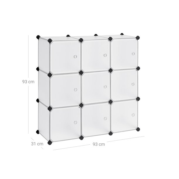 Opbevaringsskab - kubisk skab i plastik - plastikskab med 9 rum