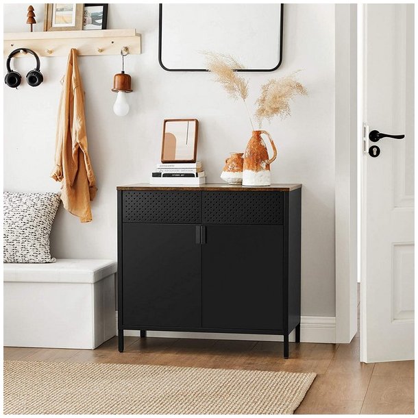 Opbevaringsskab - sknk rustik brun og sort stl 76 x 40 x 80