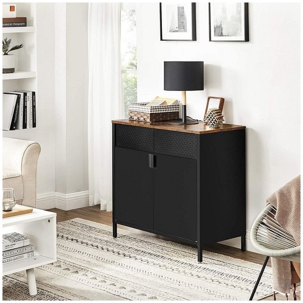 Opbevaringsskab - sknk rustik brun og sort stl 76 x 40 x 80