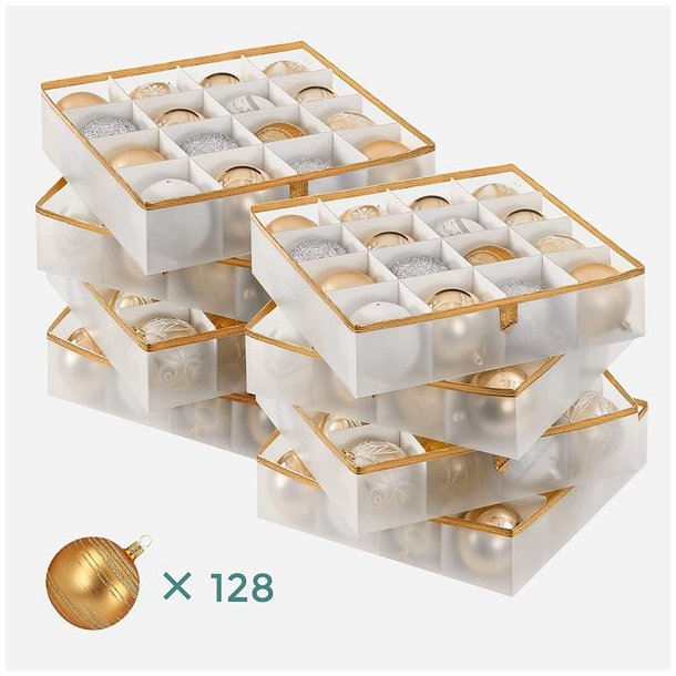 Opbevaringstasker til julekugler med 128 rum - 2 julekugle tasker