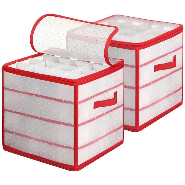 Opbevaringstasker til julekugler med 128 rum - 2 julekugle tasker