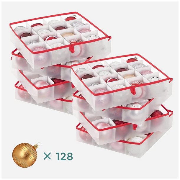 Opbevaringstasker til julekugler med 128 rum - 2 julekugle tasker