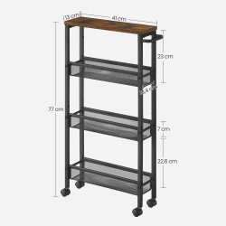 Rullevogn - smal opbevaringsvogn i 4 niveauer 13 x 41 x 77