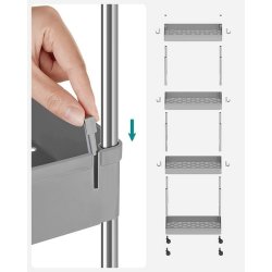 Rullevogn - gr� opbevaringsvogn med 4 hylder 40 x 22 x 86