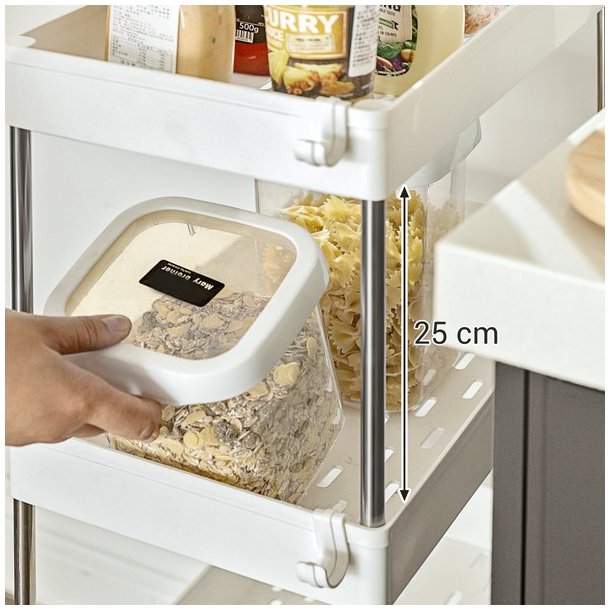 Rullevogn - hvid opbevaringsvogn med 4 hylder 40 x 22 x 86