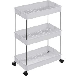 Rullevogn - hvid opbevaringsvogn med 3 hylder 40 x 22 x 60
