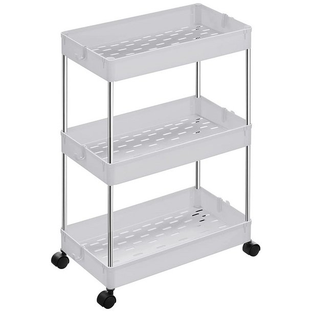 Rullevogn - hvid opbevaringsvogn med 3 hylder 40 x 22 x 60