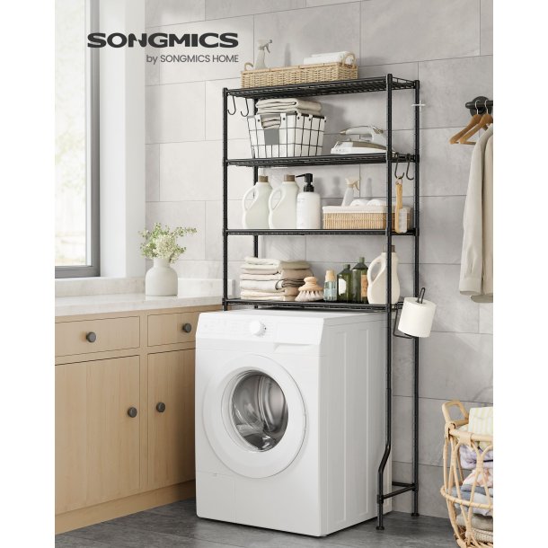 Badevrelsesreol - stlreol til over toilet og vaskemaskine - sort