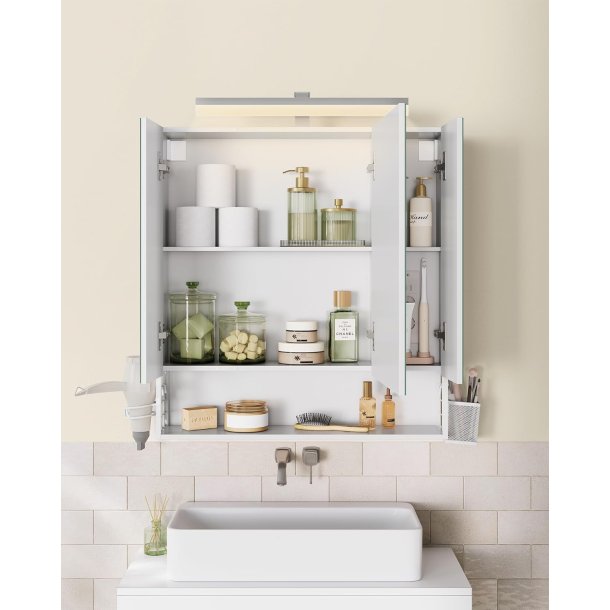 Badev�relsesskab - overskab - spejlskab med str�mstik - hvid