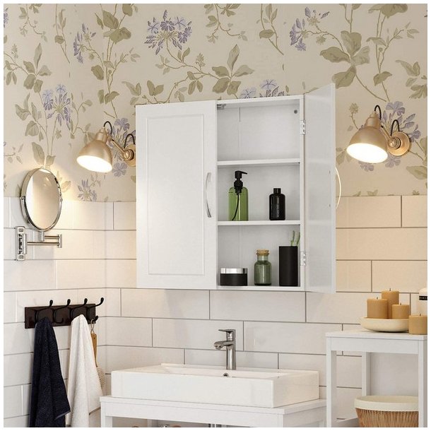 Badevrelsesskab - vghngt skab - vgskab - hvid 60 x 18 x 60