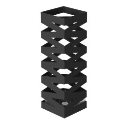 Paraplyholder med kroge og drypbakke - sort paraplystativ