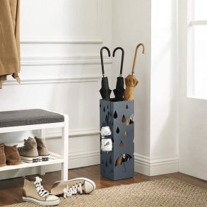 Paraplystativ med kroge og drypbakke - antracit paraplyholder