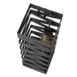 Paraplyholder med kroge og drypbakke - sort paraplystativ