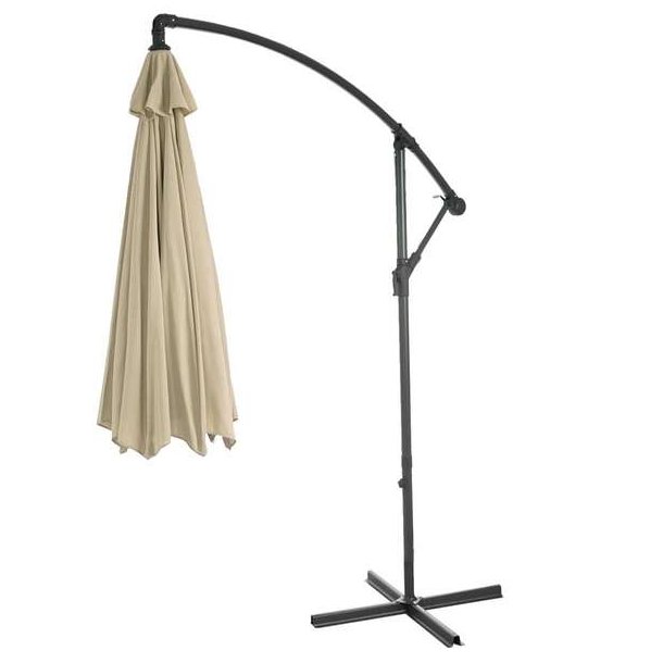 Hngeparasol 3 meter - 300 cm creme vipbar parasol med krydsfod og fliser