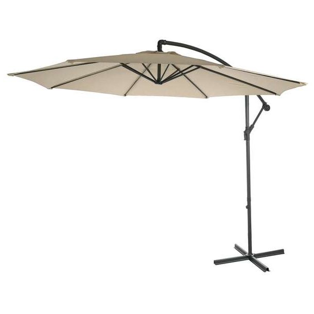 Hngeparasol 3 meter - 300 cm creme vipbar parasol med krydsfod og fliser