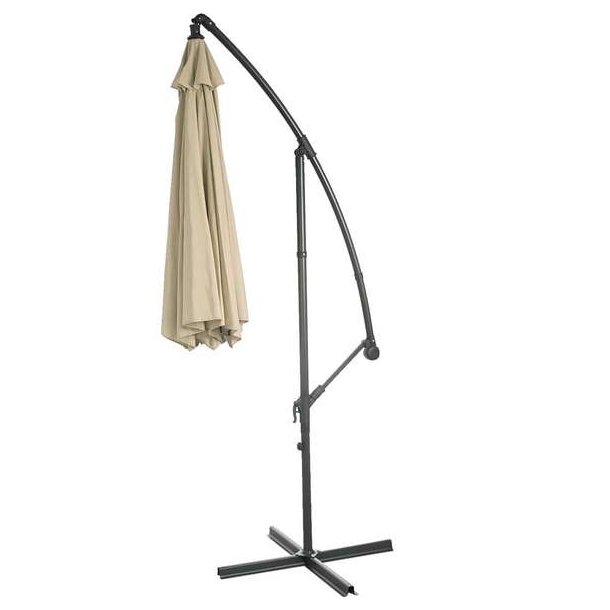 Hngeparasol 3 meter - 300 cm creme vipbar parasol med krydsfod og fliser