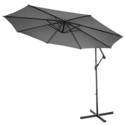 Hngeparasol 3 meter - 300 cm antracit vipbar parasol med krydsfod og fliser