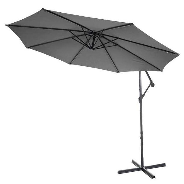 Hngeparasol 3 meter - 300 cm antracit vipbar parasol med krydsfod og fliser